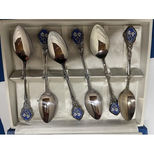 31 - A SET OF SIX ENAMEL SPOONS