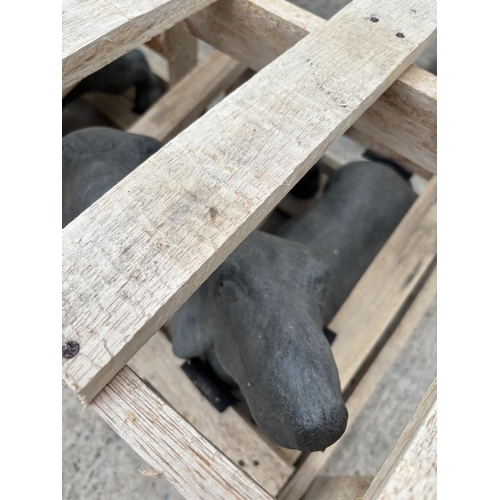 84 - A PAIR OF HEAVY CONCRETE DACHSHUND FIGURES