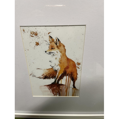 1207 - TWO PRINTS TO INCLUDE A FOX AND AN ALEX CLARK TEDDY