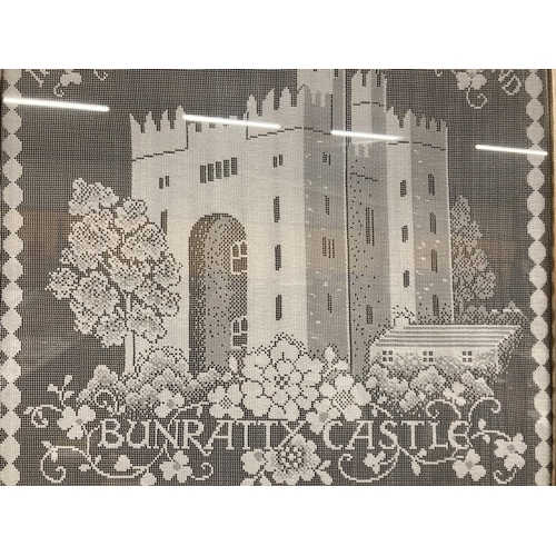 1195 - A FRAMED PIECE OF LACE WORK 'BUNRATTY CASTLE'