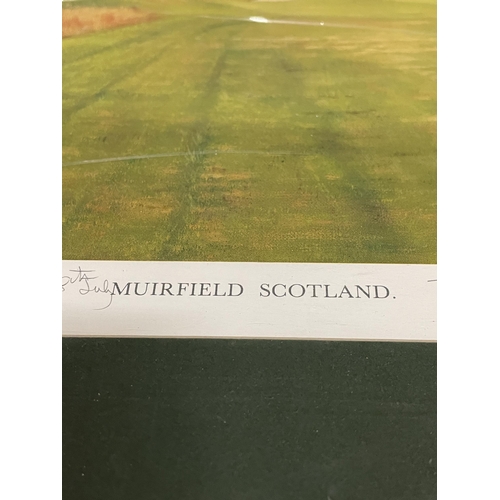 1198 - TWO 2007 MASTERS GOLF FLAGS, ONE WITH SIGNATURES PLUS A PRINT OF MUIRFIELD, SCOTLAND, THE 2002 OPEN ... 