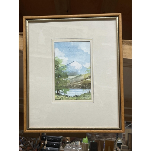 1215 - AN ORIGINAL WATERCOLOUR BY H O (ROY) WILL, MAY 2001, OF A MOUNTAIN AND LAKE SCENE