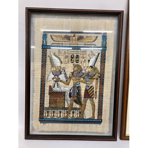 75 - TWO FRAMED PAINTED PAPYRUS STUDIES