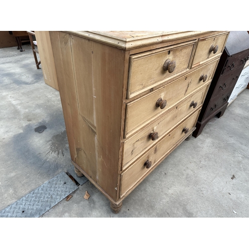 2929 - A VICTORIAN PINE CHEST OF TWO SHORT AND THREE LONG GRADUATED DRAWERS , 43