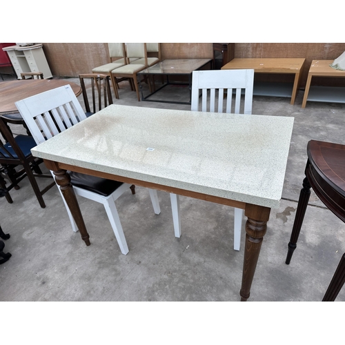 2938 - A KITCHEN TABLE WITH GLITTER GRANITE TOP, 45