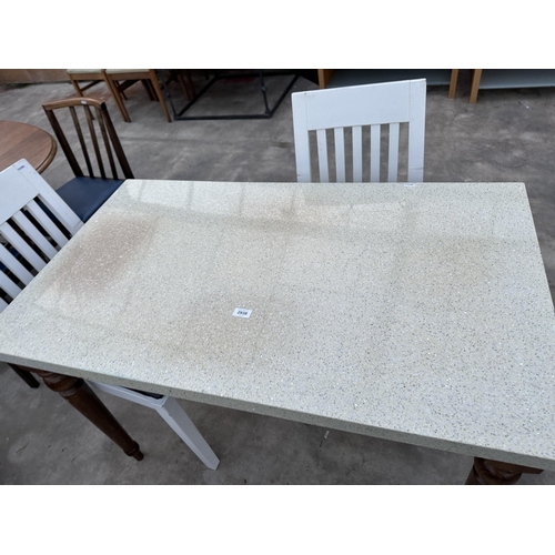 2938 - A KITCHEN TABLE WITH GLITTER GRANITE TOP, 45