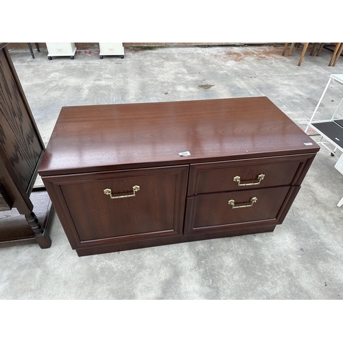 2942 - A MAHOGANY G-PLAN SIDE UNIT ENCLOSING TWO DRAWERS AND CUPBOARD, 39.5