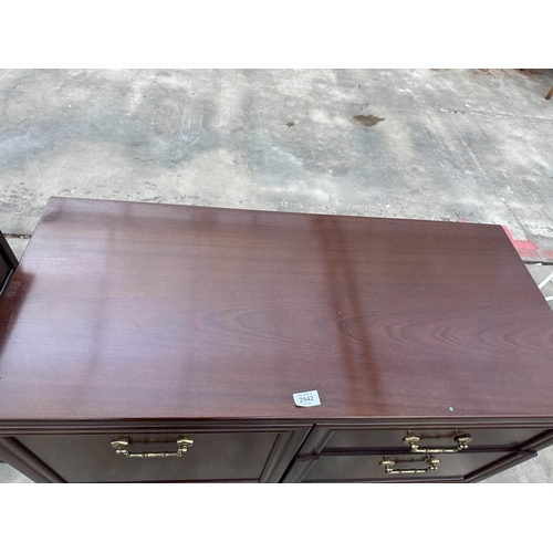 2942 - A MAHOGANY G-PLAN SIDE UNIT ENCLOSING TWO DRAWERS AND CUPBOARD, 39.5