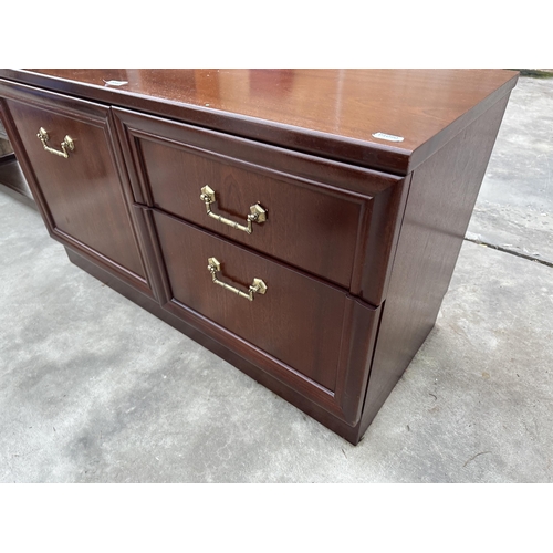 2942 - A MAHOGANY G-PLAN SIDE UNIT ENCLOSING TWO DRAWERS AND CUPBOARD, 39.5