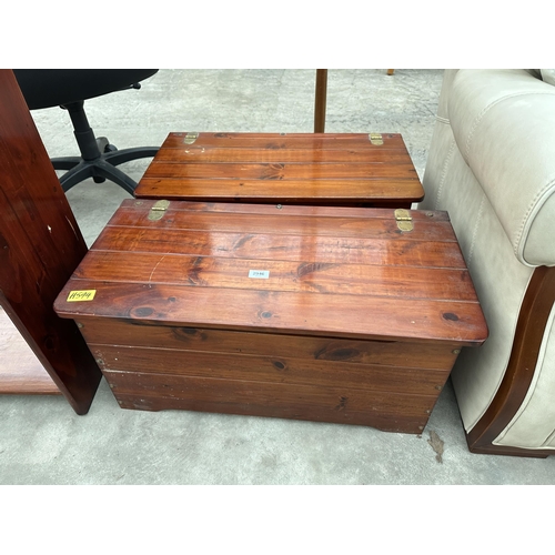 2946 - A PAIR OF PINE STORAGE CHESTS WITH BRASS HINGES, EACH 29.5