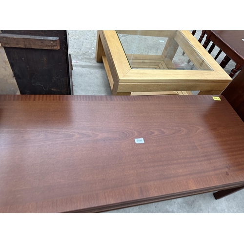 2949 - A G-PLAN MAHOGANY AND CROSSBANDED TWO TIER COFFEE TABLE WITH SINGLE PULL THROUGH DRAWER, 48