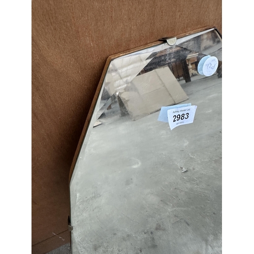 2983 - A FRAMELESS WALL MIRROR, 22