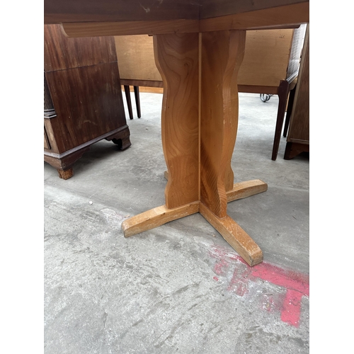 3006 - A SATINWOOD PEDESTAL DINING TABLE 42