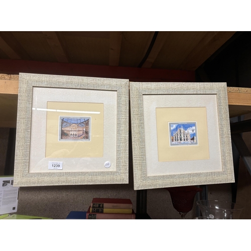 1239 - TWO LARGE MILANO 2000 POSTAGE STAMPS IN FRAMES