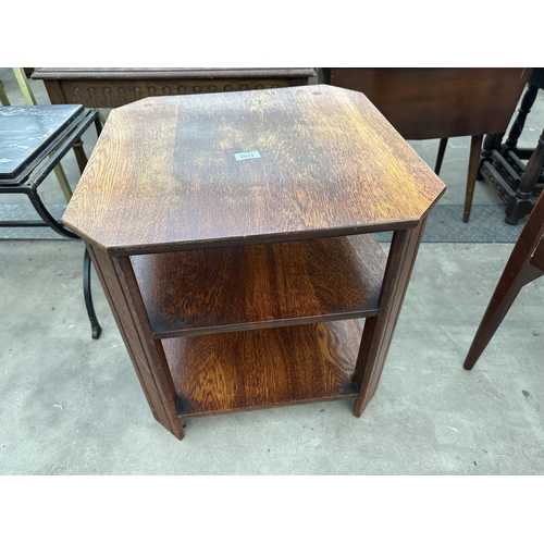 2921 - A MID 20TH CENTURY OAK TWO TIER OCCASIONAL TABLE WITHN CANTED CORNERS, 20