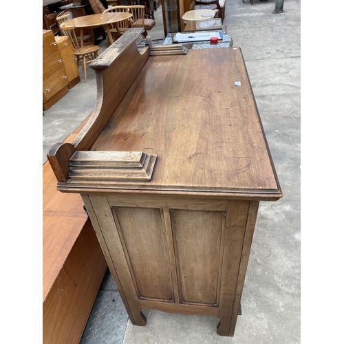 2902 - AN ART NOUVEAU  SIDEBOARD WITH SINGLE DOOR AND DRAWER WITH EMBOSSED BRASS HINGES AND HANDLES, 48