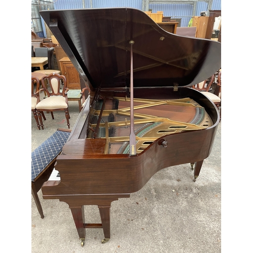 2903 - A H,KRIEBEL MAHOGANY BABY GRAND PIANO, NUMBER 20161.AND DUEL STOOL