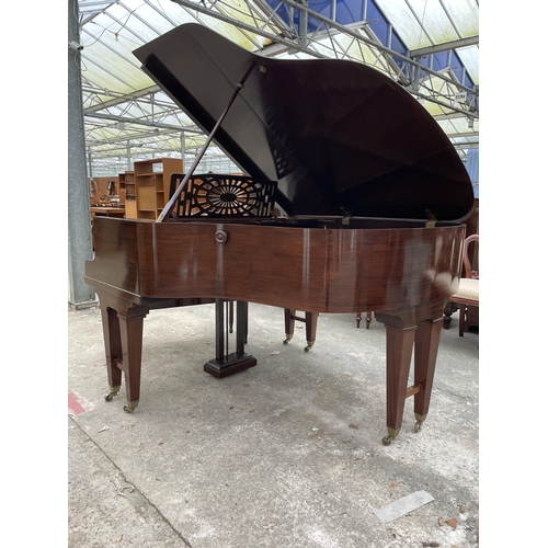 2903 - A H,KRIEBEL MAHOGANY BABY GRAND PIANO, NUMBER 20161.AND DUEL STOOL