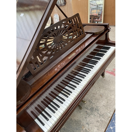 2903 - A H,KRIEBEL MAHOGANY BABY GRAND PIANO, NUMBER 20161.AND DUEL STOOL