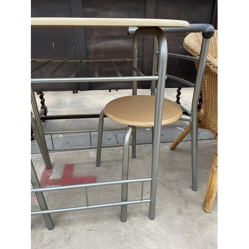 2911 - A TUBULAR METAL PATIO TABLE AND MATCHING CHAIR.