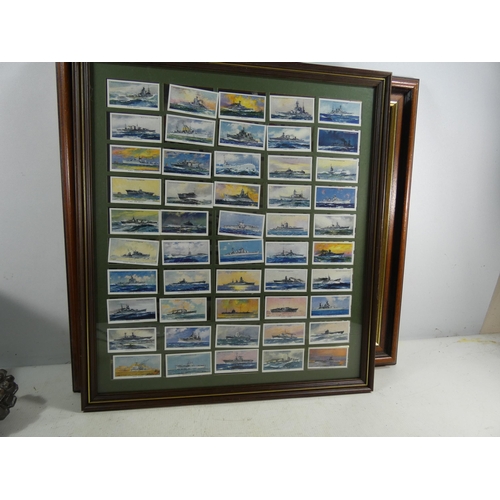 357 - A FRAMED PLAYERS CIGARETTES MODERN NAVAL CRAFT COLLECTION AND A JOHN PLAYER & SONS SHIPS FLAGS