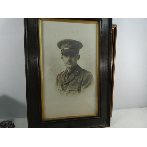 361 - A FRAMED 19TH CENTURY HISTORY OF THE VICTORIA CROSS, FRAMED PHOTO OF A WORLD WAR I BRITISH OFFICER A... 