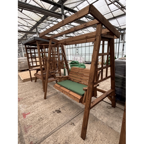 2079 - AN AS NEW EX DISPLAY CHARLES TAYLOR FURNITURE SET COMPRISING OF AN ARBOUR WITH A TWO SEATER SWING SE... 