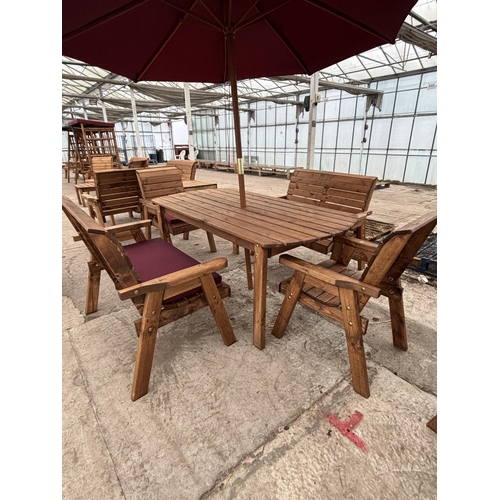 2086 - AN AS NEW EX DISPLAY CHARLES TAYLOR FURNITURE SET COMPRISING OF A LARGE OVAL DINING TABLE, TWO TWO S... 