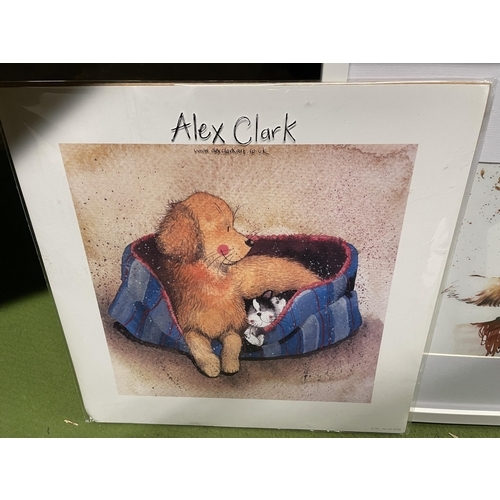 1207 - TWO PRINTS TO INCLUDE A FOX AND AN ALEX CLARK TEDDY