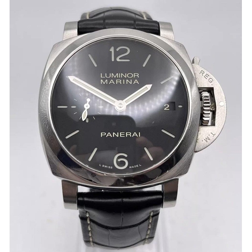 512 - A PANERAI LUMINOR GENTS BLACK WATCH THREE DAY AUTOMATIC FULL SET PAM00392PAM00302 LUMINOR MARINA PEA... 