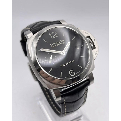 512 - A PANERAI LUMINOR GENTS BLACK WATCH THREE DAY AUTOMATIC FULL SET PAM00392PAM00302 LUMINOR MARINA PEA... 