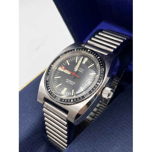 518A - A VINTAGE ETNA GENTS DIVERS AUTOMATIC WRIST WATCH 38MM 1970'S WITH PRESENTATION BOX