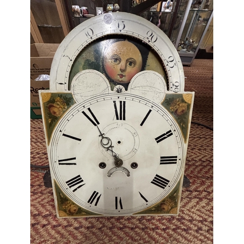 1298 - AN EARLY VICTORIAN HAND PAINTED METAL MOONFACE CLOCK DIAL WITH WORKINGS - 20