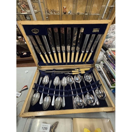 1300 - A TWENTY SEVEN PIECE, SHEFFIELD STAINLESS STEEL CANTEEN OF CUTLERY