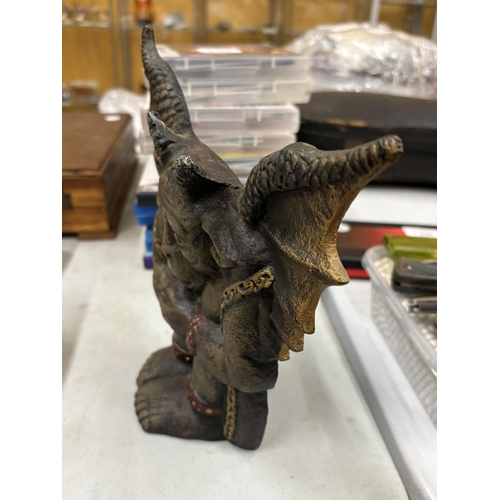 1301 - AN UNUSUAL HEAVY CAST IRON GARGOYLE DOORSTOP - 9