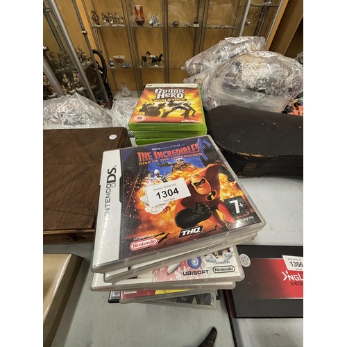 1304 - A COLLECTION OF VIDEO GAMES TO INCLUDE, 13 X BOX, 4 BLUE RAY DVDS, 4 NINTENDO DS AND 3 PSP AND PLAYS... 