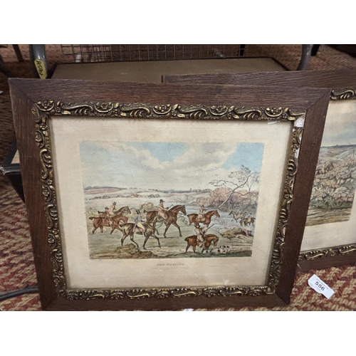 1308 - FOUR EARLY VICTORIAN HUNTING PRINTS IN ORNATE OAK FRAMES - 16