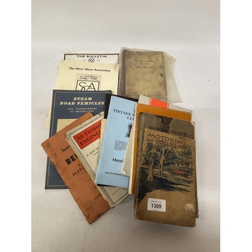 1309 - A QUANTITY OF VINTAGE MOTORING AND AUTOMOBILE BOOKS AND BOOKLETS