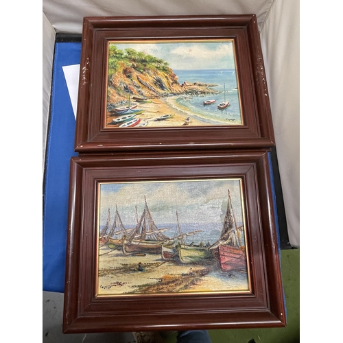 1318 - TWO FRAMED OIL ON BOARDS OF COASTAL SCENES SIGNED