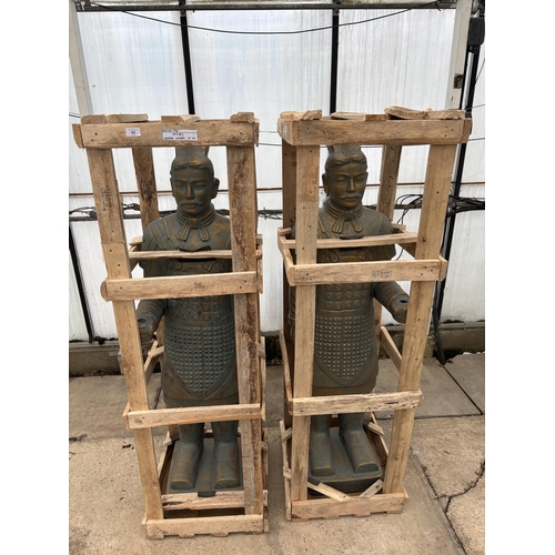 2101 - A PAIR OF ORIENTAL CHINESE SOLDIER FIGURES (H:149CM)