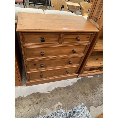 3013 - A PINE CHEST OF TWO SHORT AND THREE LONG DRAWERS 35