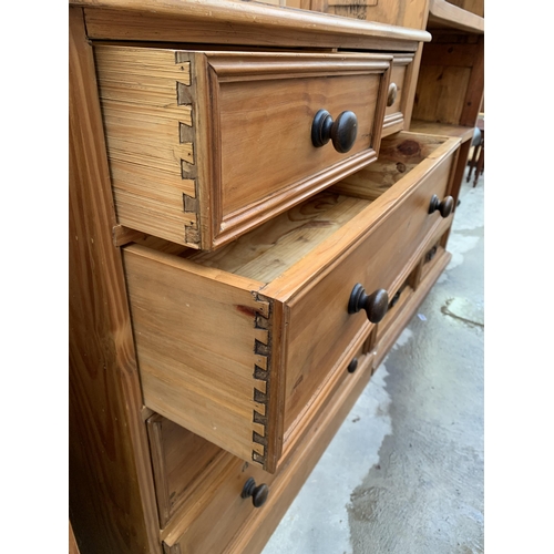 3013 - A PINE CHEST OF TWO SHORT AND THREE LONG DRAWERS 35