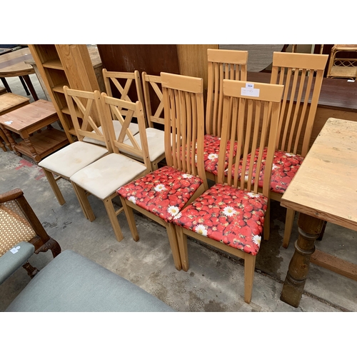 3024 - A SET OF FOUR CALLIGARIS DINING CHAIRS AND FOUR DINING CHAIRS WITH X FRAME BACKS.