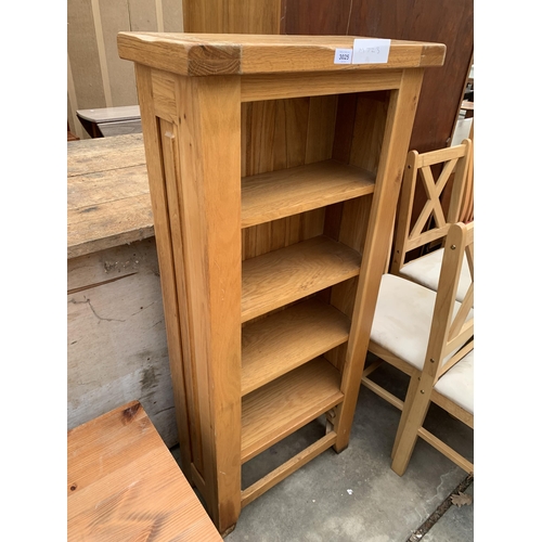 3025 - AN OAK FOUR TIER BOOKCASE, 22