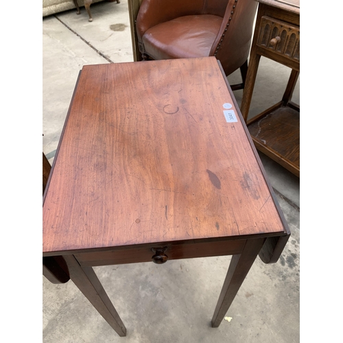 3041 - A 19TH CENTURY MAHOGANY DROP LEAF TABLE WITH DRAWER 22.5