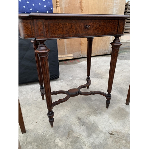 3042 - A VICTORIAN MAPLE LADIES WRITING TABLE WITH PULL-OUT DRAWER.