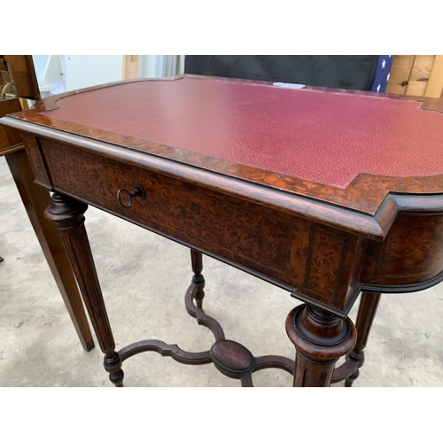 3042 - A VICTORIAN MAPLE LADIES WRITING TABLE WITH PULL-OUT DRAWER.