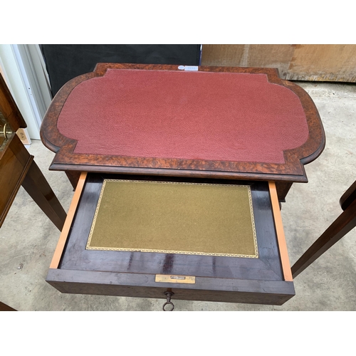 3042 - A VICTORIAN MAPLE LADIES WRITING TABLE WITH PULL-OUT DRAWER.