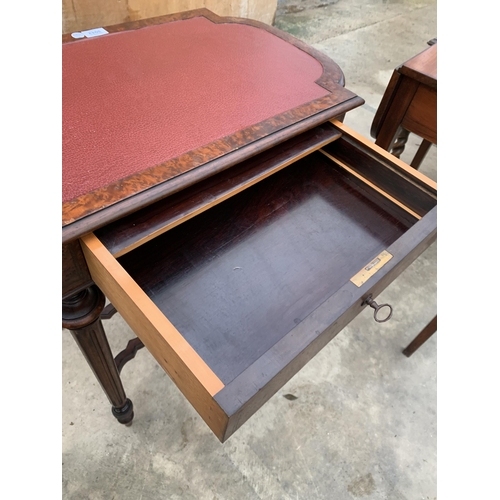 3042 - A VICTORIAN MAPLE LADIES WRITING TABLE WITH PULL-OUT DRAWER.