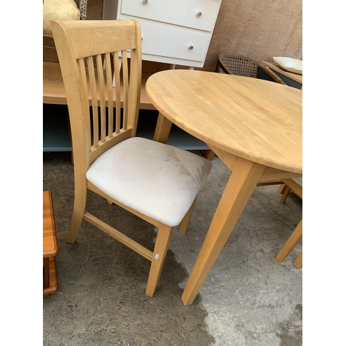 3063 - A HARDWOOD KITCHEN TABLE AND TWO CHAIRS